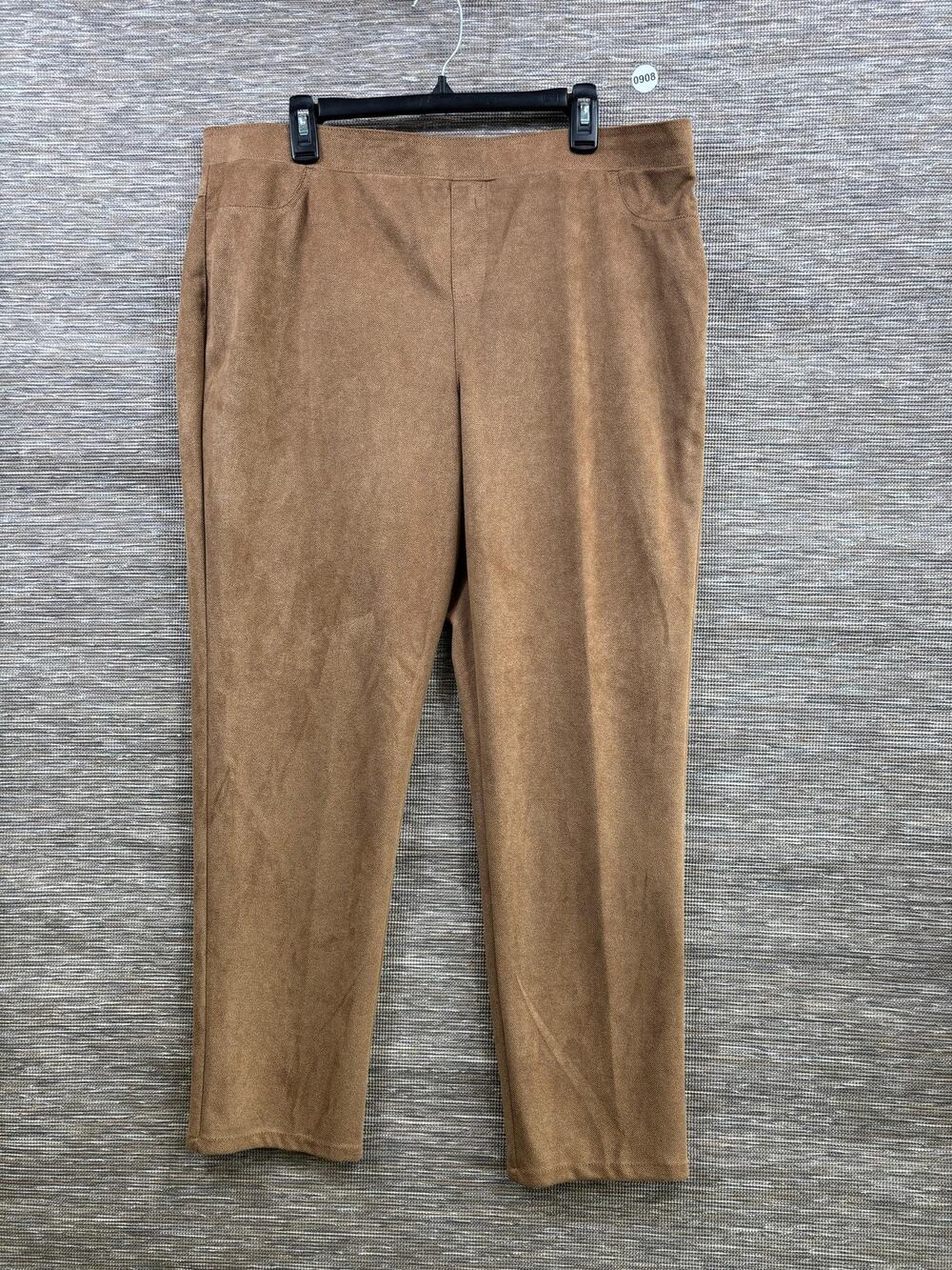 Southern Lady Pants Womens XL Brown Pull On Elastic Waist Twill Stretch